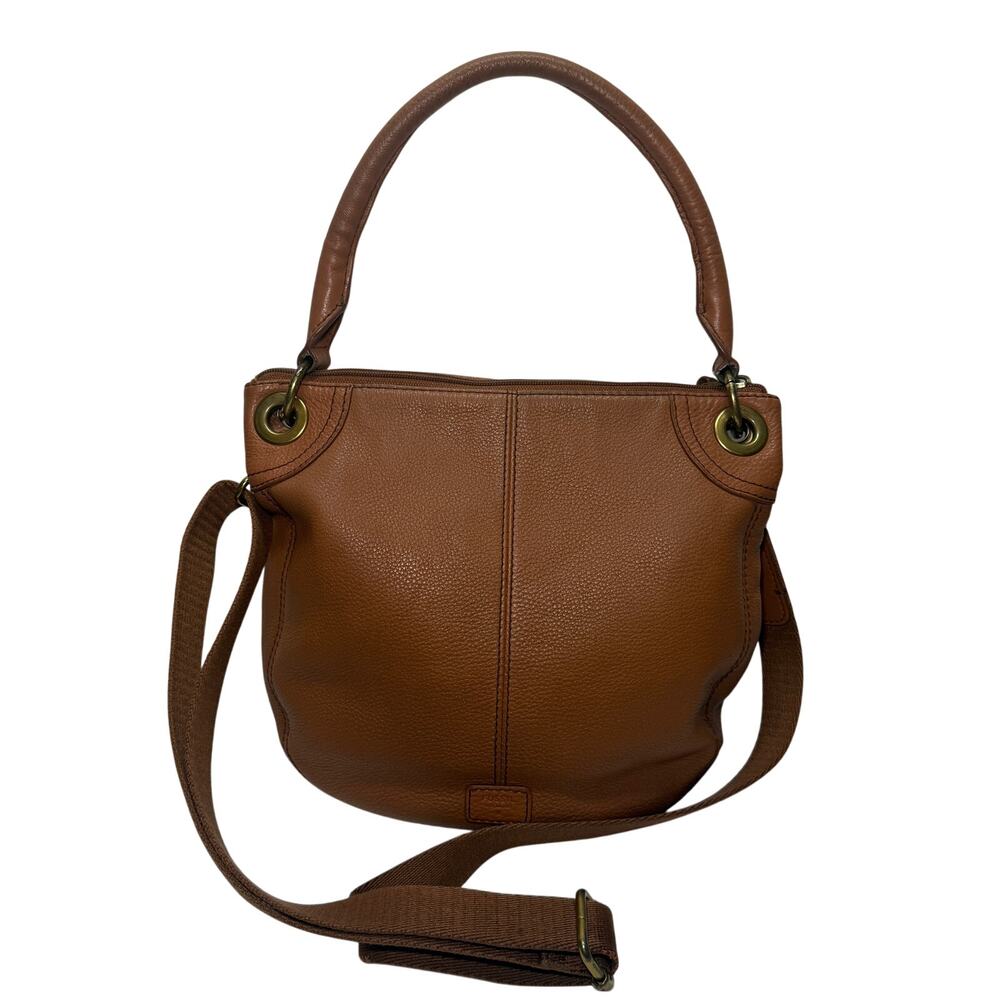 FOSSIL Tan Brown LEATHER Hobo Crossbody Bag Adjustable Strap Classic Y2K Style
